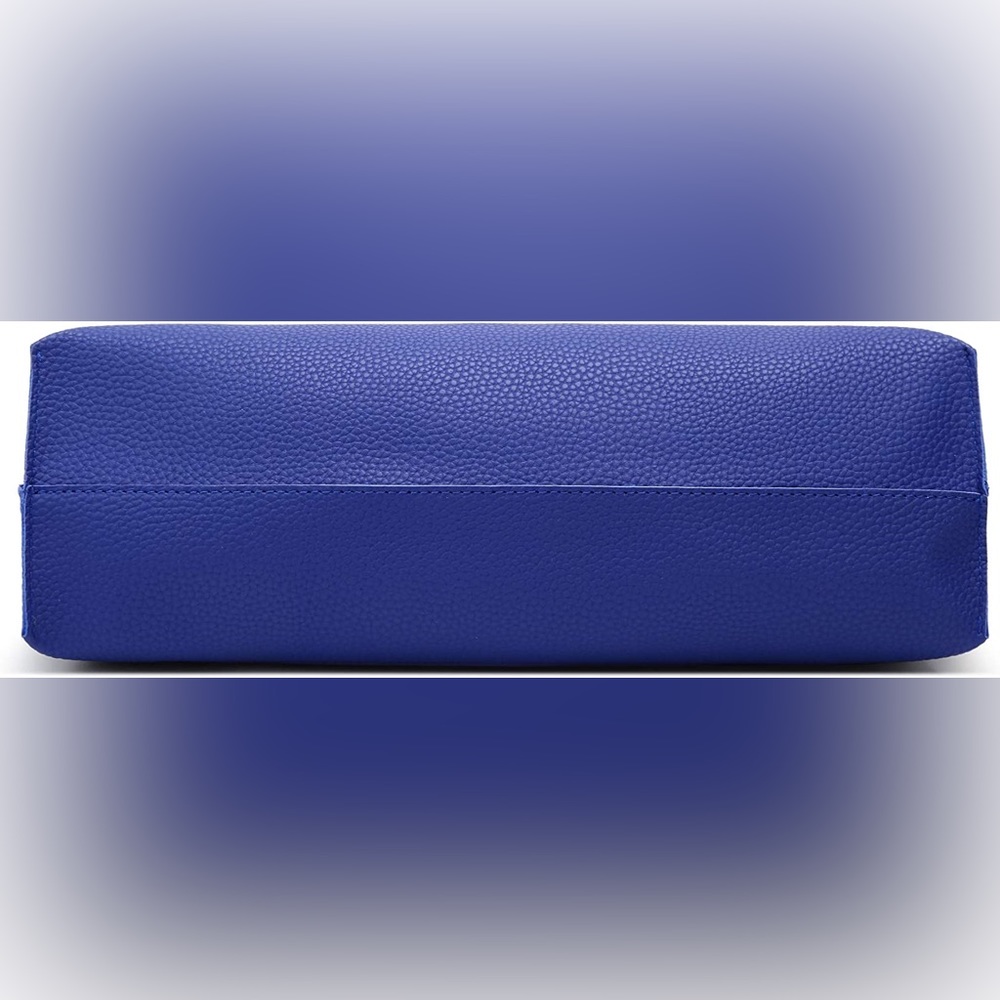 ROYAL BLUE PEBBLED SOFT FAUX LEATHER TOTE SHOULDER BAG - Picture 4 of 5